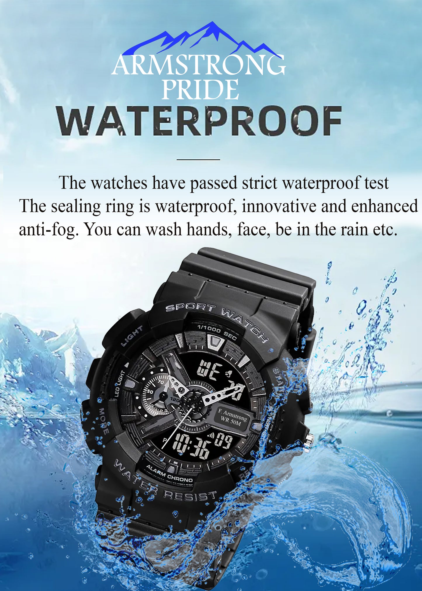 Digital, Analog Rugged Sports watch, Tactical watch, Unisex watch